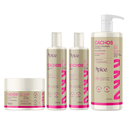 Kit Cachos - Shampoo, Gelatina, Máscara e Ativador (4 ITENS)