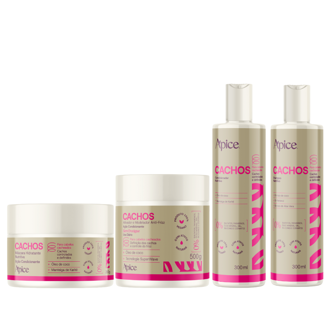Kit Cachos - Shampoo, Gelatina, Máscara e Ativador (4 ITENS)