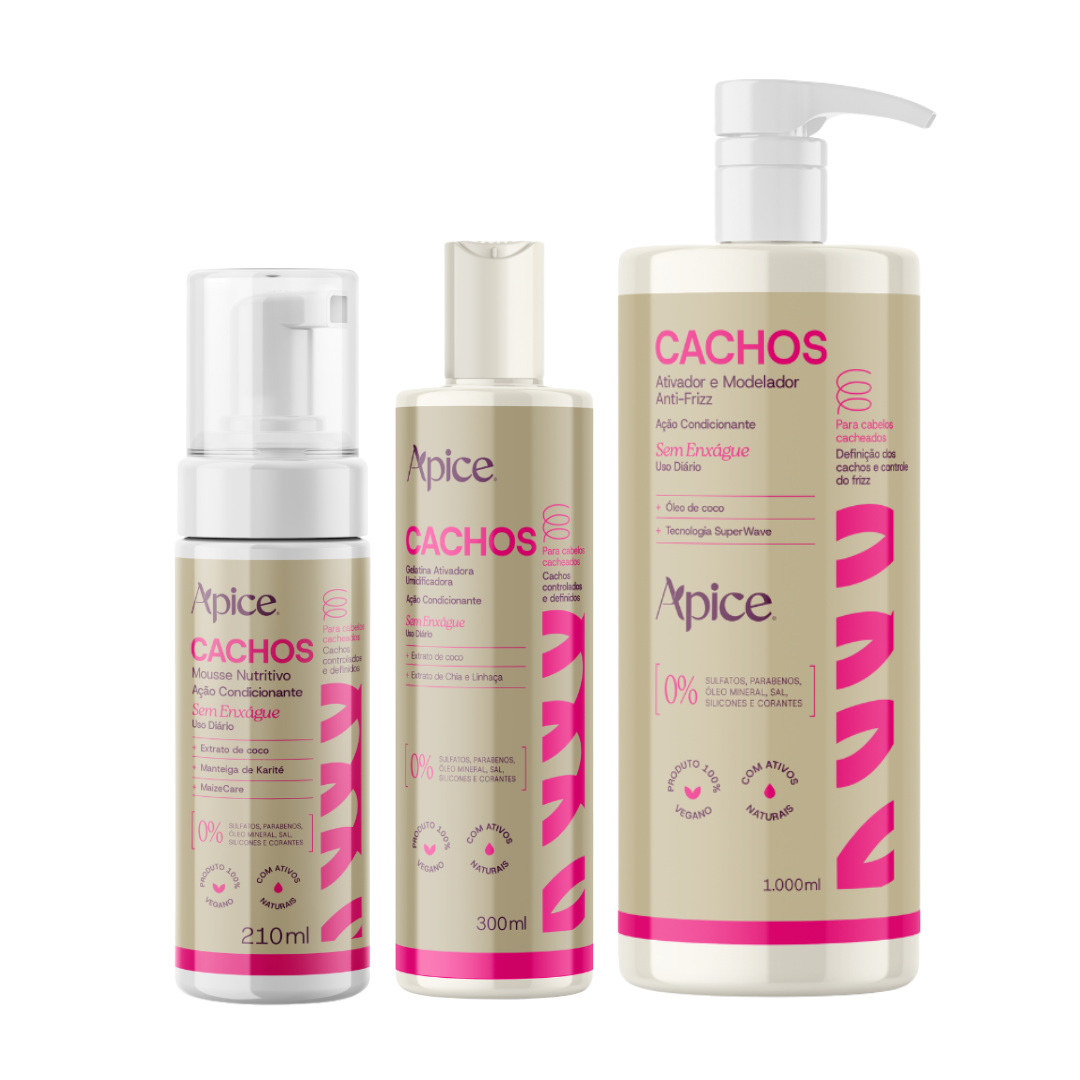 Kitão Cachos Finalizadores - Ativador, Gelatina e Mousse (3 itens)