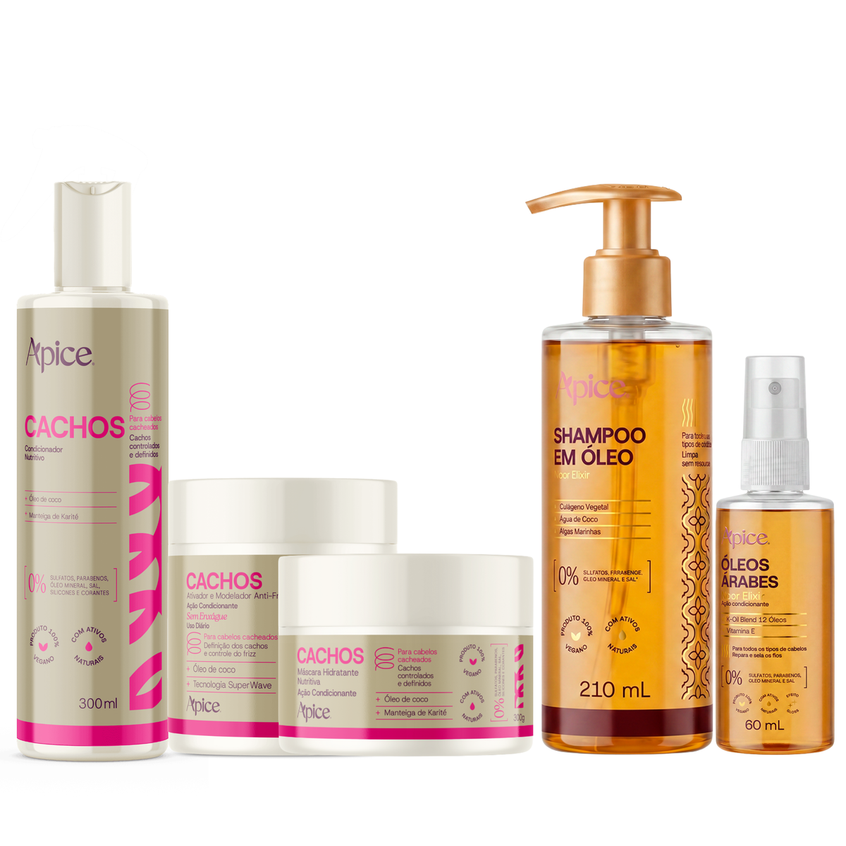 Kit Cachos Hidratação - Shampoo em Óleo e Óleos Árabes Ápice