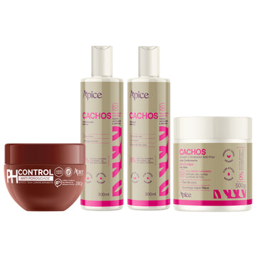 Kit Cachos PH - Shampoo, Condicionador, PH Control e Ativador (4 ITENS)