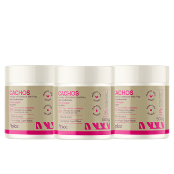 Kit com 3 Ativadores e Modeladores Cachos 500g
