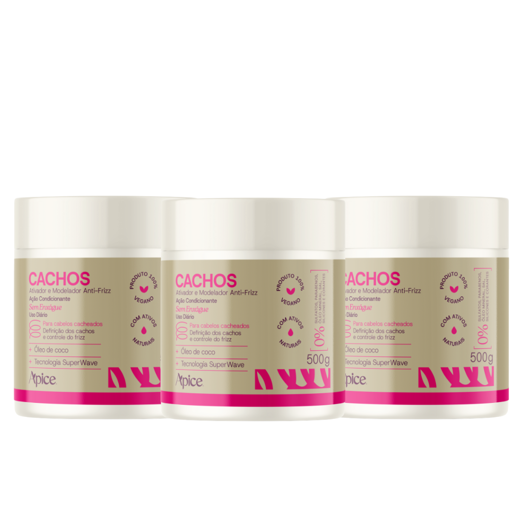 Kit com 3 Ativadores e Modeladores Cachos 500g