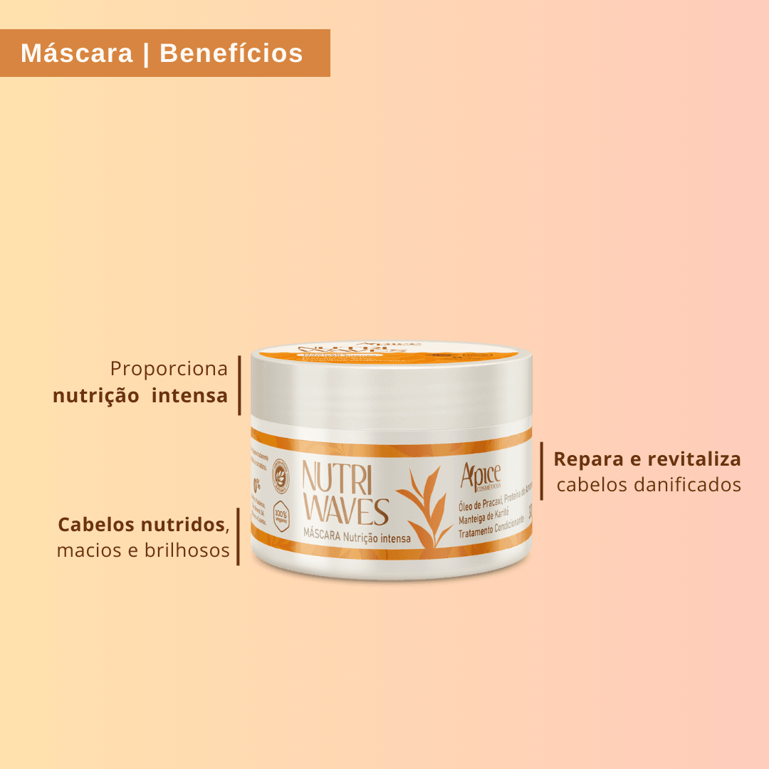 Kit Onduladas Nutri Waves - Shampoo, Condicionador, Gelatina, Máscara e Creme de Pentear (5 ITENS) - Vendah