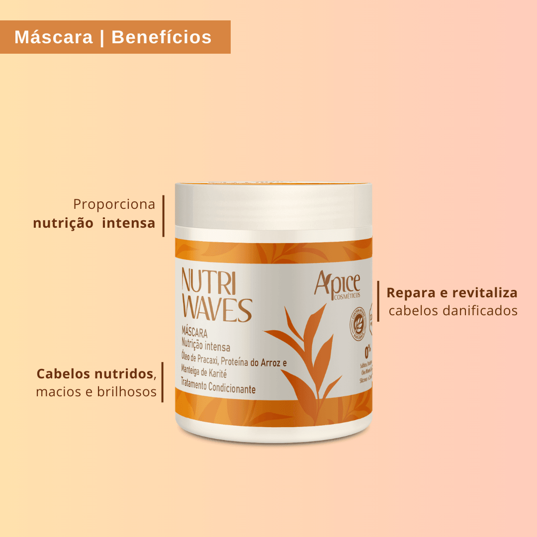 Kitão Onduladas Nutri Waves - Shampoo, Condicionador, Máscara e Creme de Pentear (4 itens)