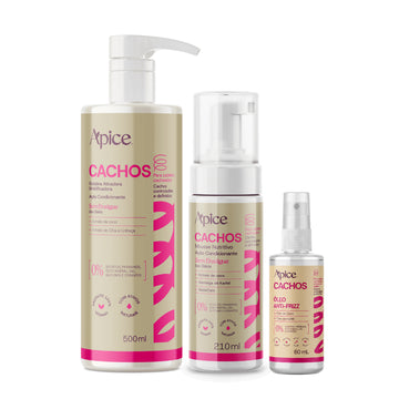 Kit Finalização Cachos - Mousse, Gelatina e Óleo (3 itens)