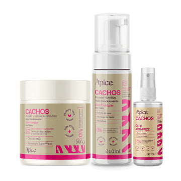 Kit Finalização Cachos - Mousse, Ativador e Óleo (3 itens)