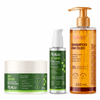 Kit Reconstrução com Brilho - Shampoo em óleo, Máscara AP3000 e Sérum AP3000