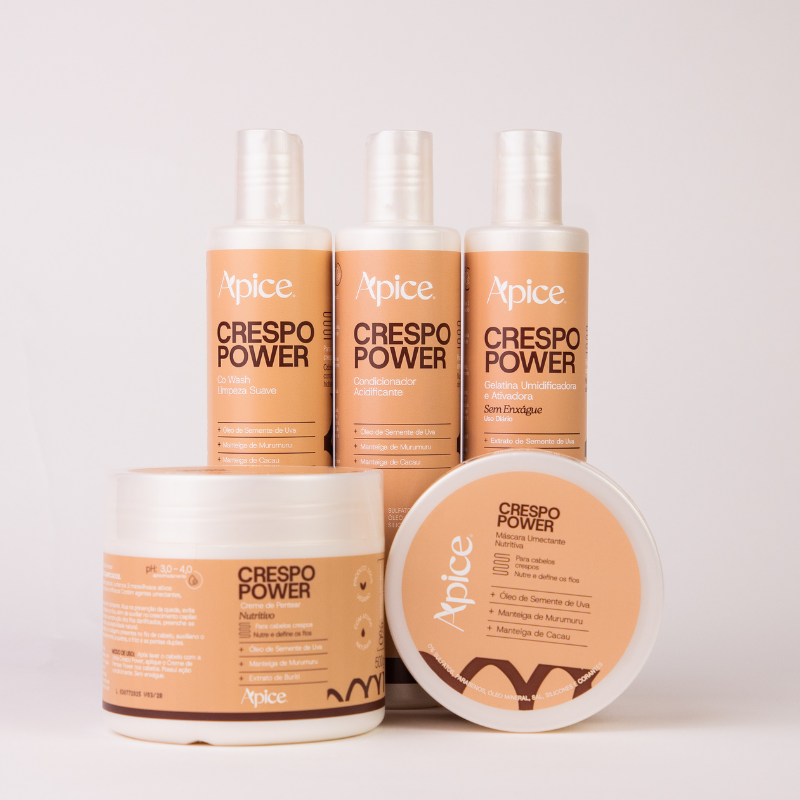 Kit Crespo Power - Co Wash, Shampoo, Condicionador, Máscara, Creme de Pentear, Gelatina, Mousse e Manteiga (8 itens)