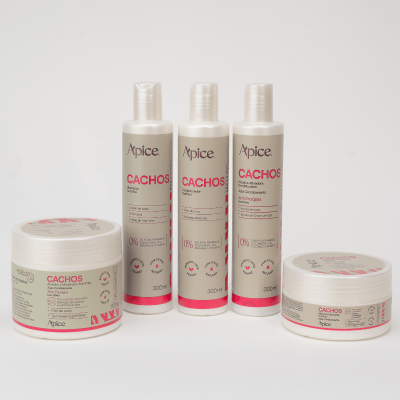Kit Cachos - Shampoo, Condicionador, Gelatina, Máscara e Ativador (5 ITENS)