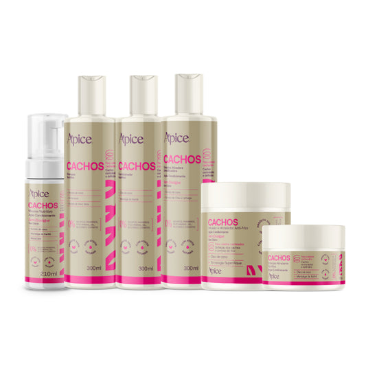 Kit Cachos NOVA FRAGRÂNCIA - Shampoo, Condicionador, Máscara, Gelatina, Ativador e Mousse (6 ITENS)