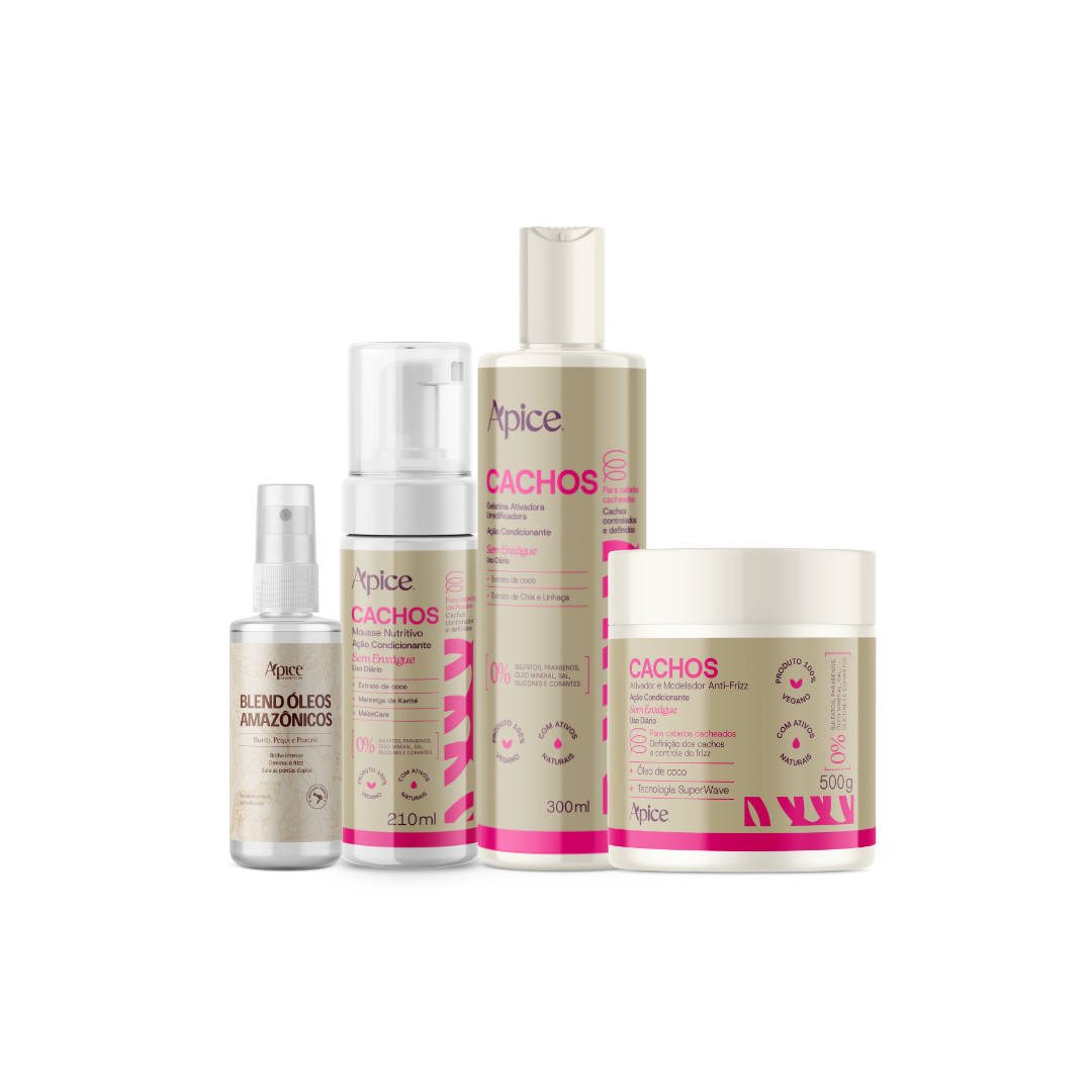 Kit Cachos Essence - Ativador, Gelatina, Mousse e Óleo (4 itens)