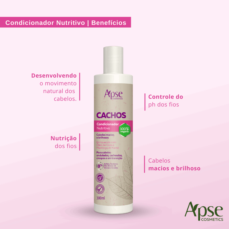 Kit Cachos - Shampoo, Condicionador, Gelatina, Máscara, Ativador e Spray Finalizador (6 itens)