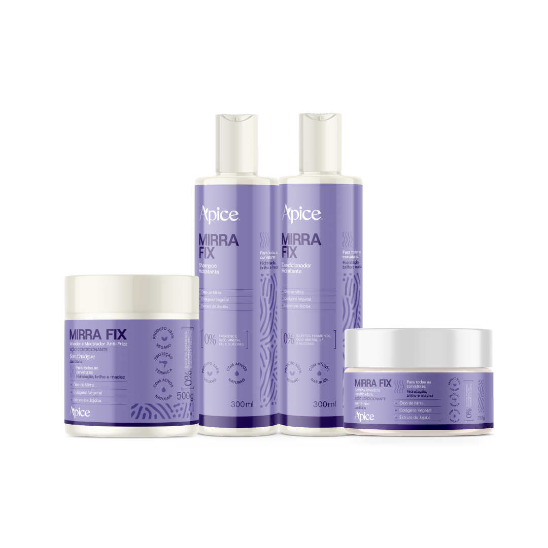 Kit Mirra Fix - Shampoo, Condicionador, Ativador e Gelatina (4 ITENS)