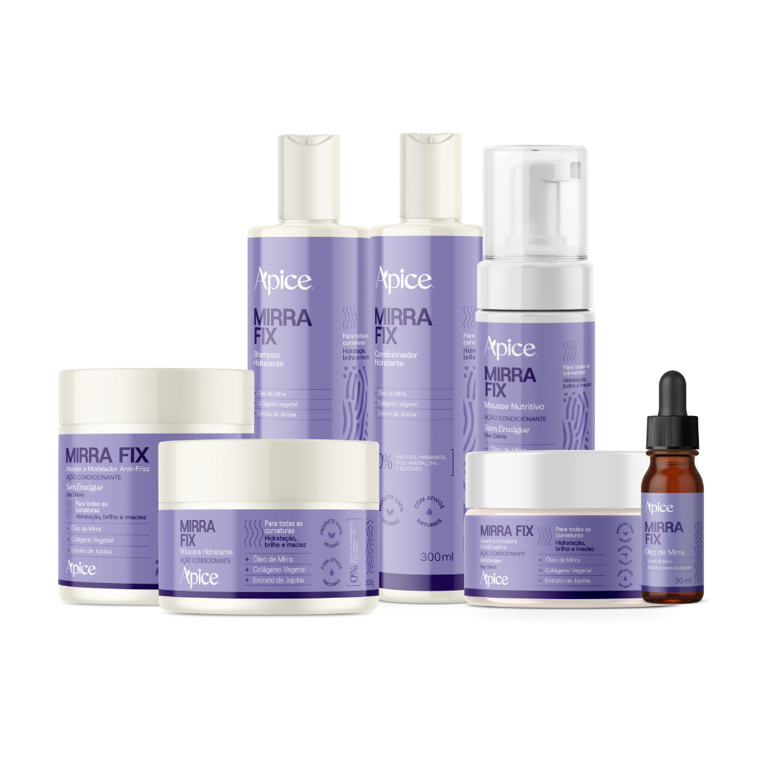 Kit Mirra Fix - Shampoo, Condicionador, Máscara, Ativador, Gelatina, Mousse e Óleo (7 Itens)