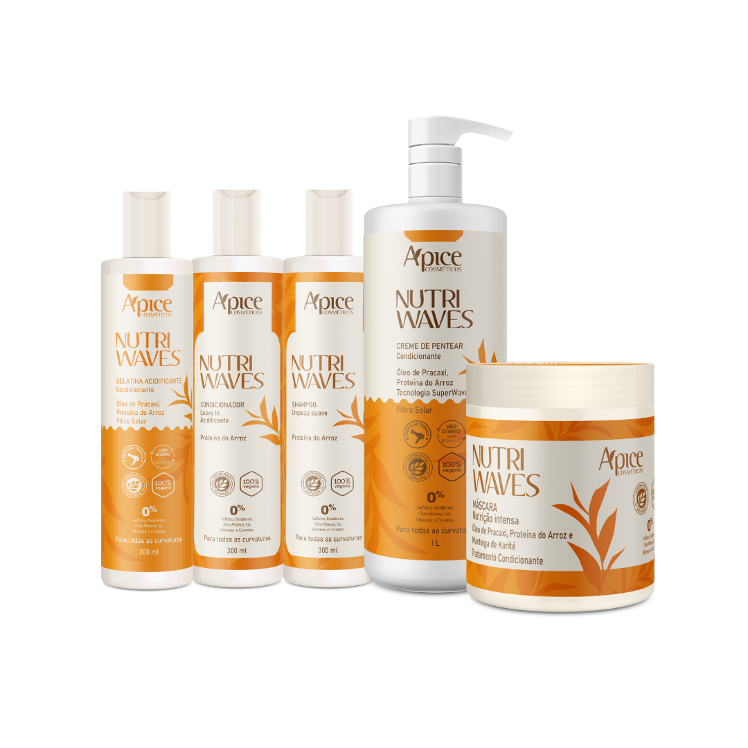 Kit Nutri Waves - Shampoo, Condicionador, Máscara, Creme de Pentear e Gelatina (5 itens)