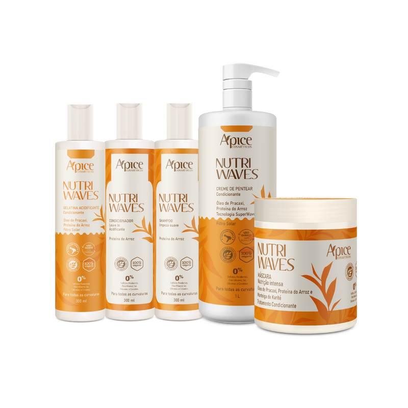Kit Nutri Waves - Shampoo, Condicionador, Máscara, Creme de Pentear e Gelatina (5 itens)