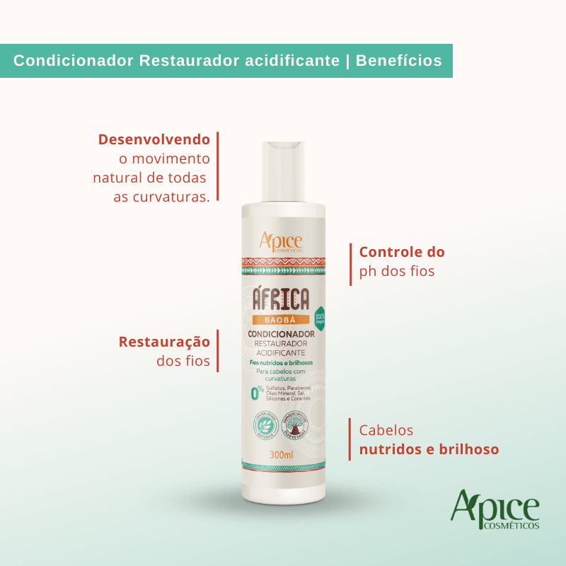 Kit África Baobá - Shampoo, Condicionador, Gelatina, Máscara e Creme de Pentear (5 ITENS)