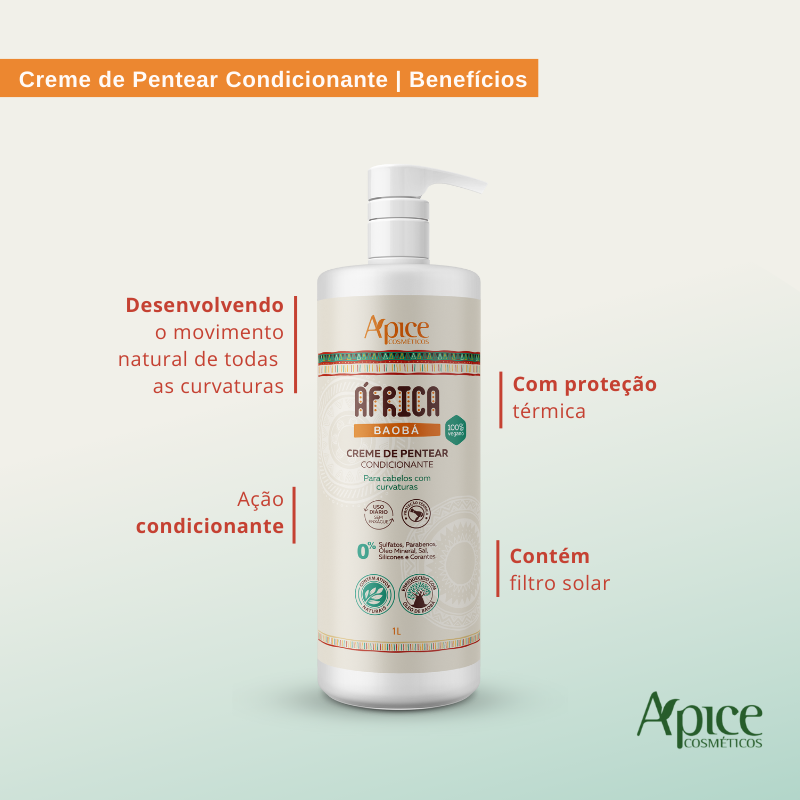 Kitão África Baobá - Shampoo, Condicionador, Gelatina, Máscara e Creme de Pentear (5 ITENS)
