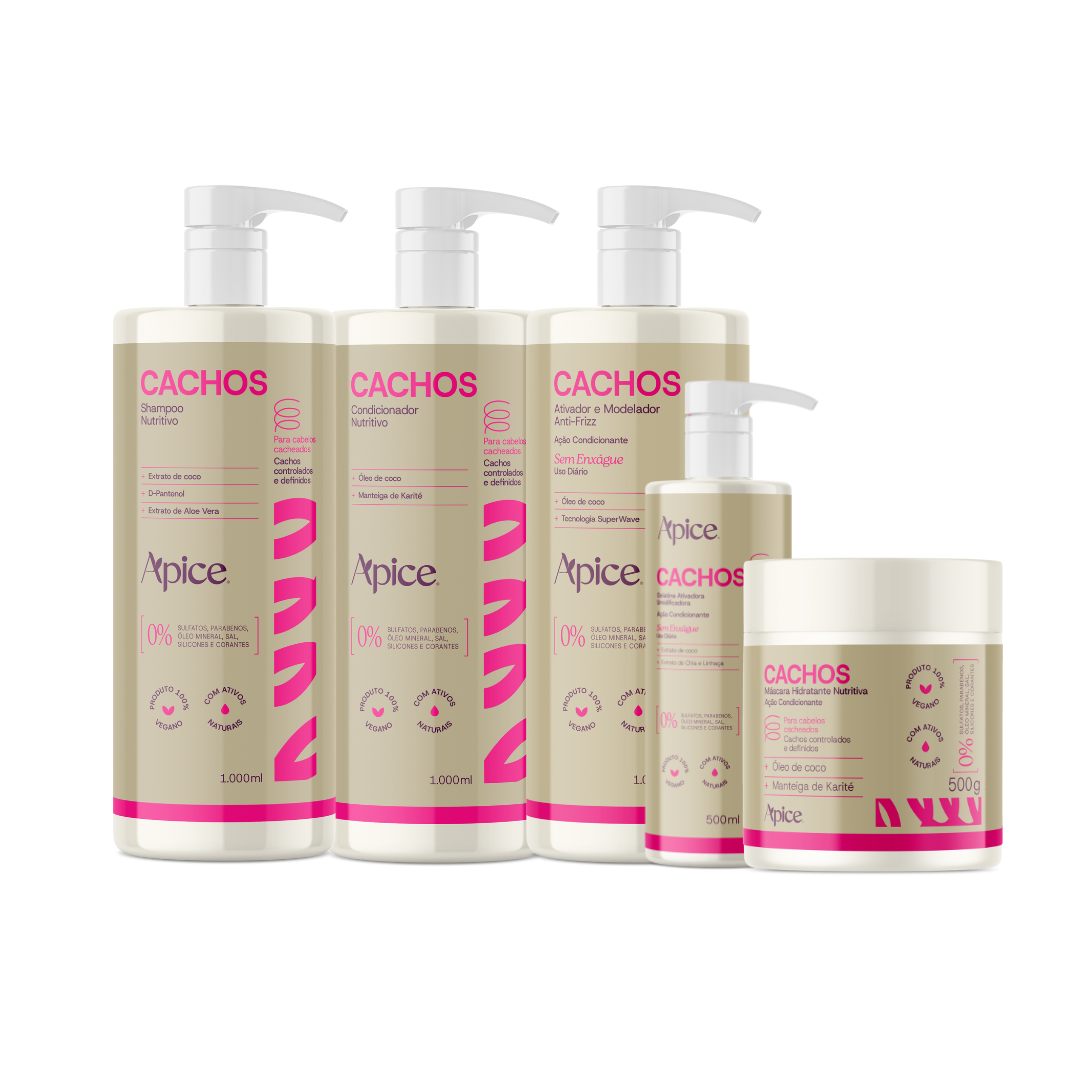 Kitão Cachos Essence - Shampoo, Condicionador, Ativador, Gelatina e Mascara (5 itens)
