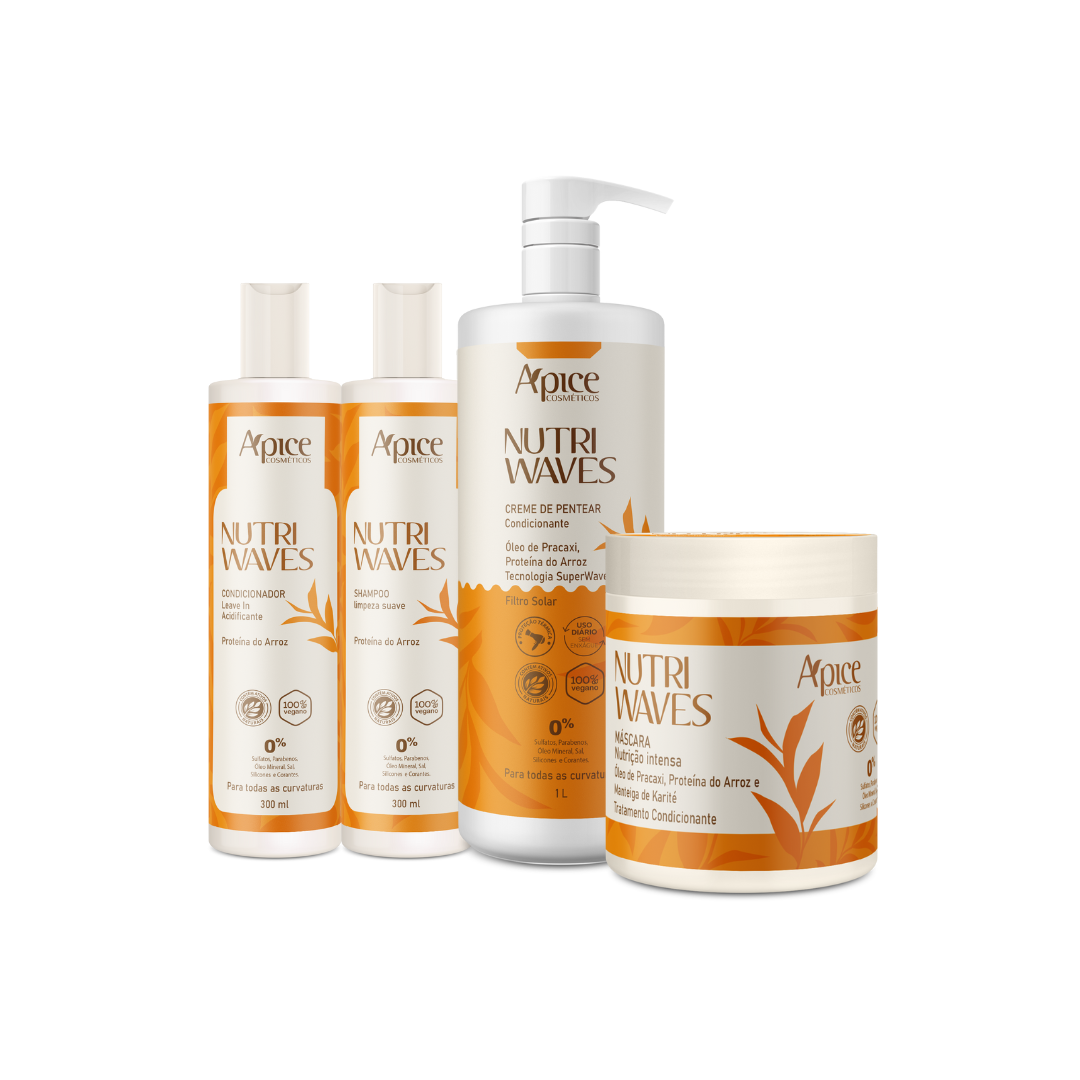 Kit Nutri Waves - Shampoo, Condicionador, Máscara e Creme de Pentear (4 itens)