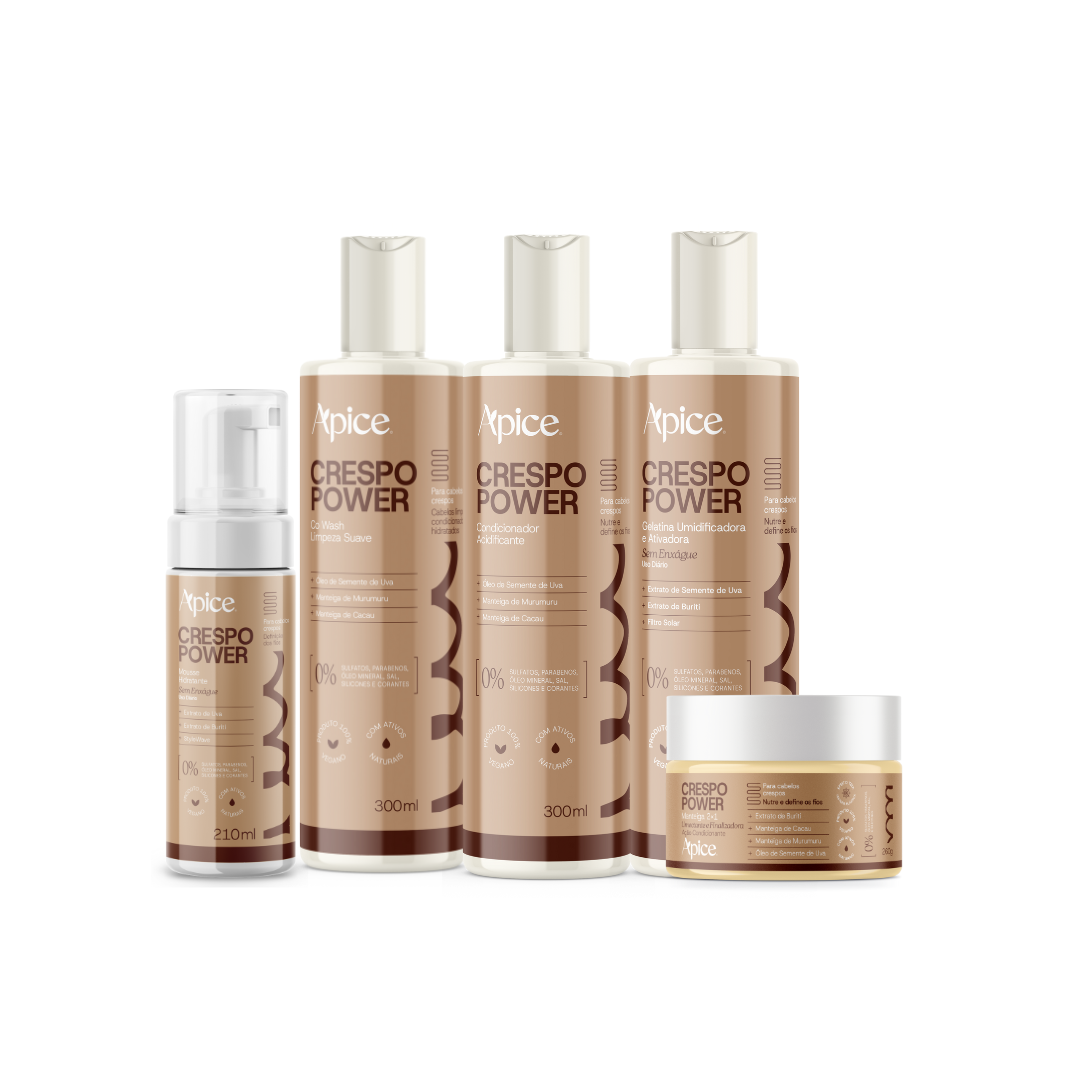 Kit Crespo Power - Co Wash, Condicionador, Gelatina, Mousse e Manteiga (5 itens)