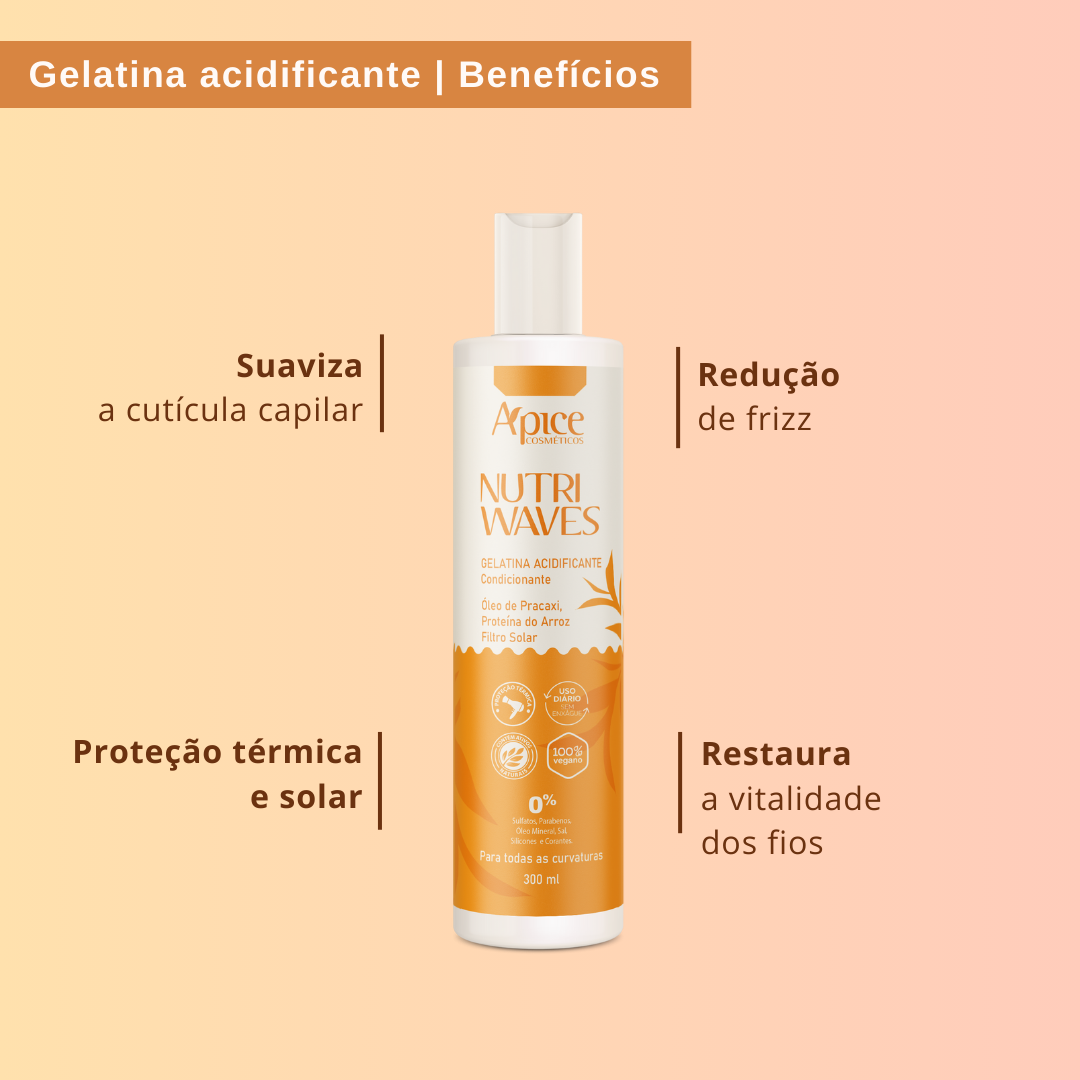 Kit Onduladas Nutri Waves - Shampoo, Condicionador, Gelatina, Máscara e Creme de Pentear (5 ITENS) - Vendah