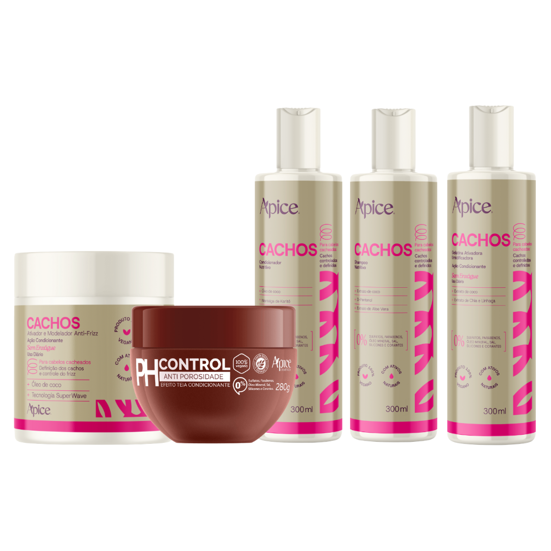 Kit Cachos PH- Shampoo, Condicionador, Gelatina, PH Control e Ativador (5 ITENS)