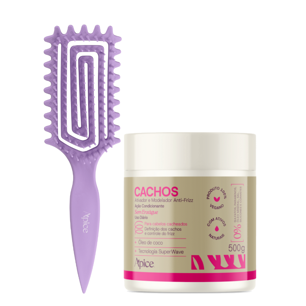 Kit Definição Cachos - Escova Lilás e Ativador