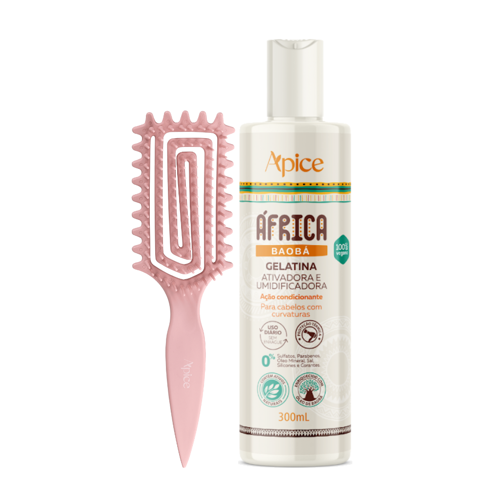 Kit Fitagem África - Escova Rosa e Gelatina