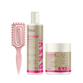 Kit Cachos Definição - Escova Rosa, Gelatina e Ativador