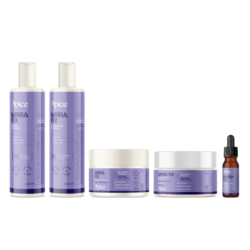 Kit Mirra Fix - Shampoo, Condicionador, Máscara, Gelatina e Óleo (5 ITENS)