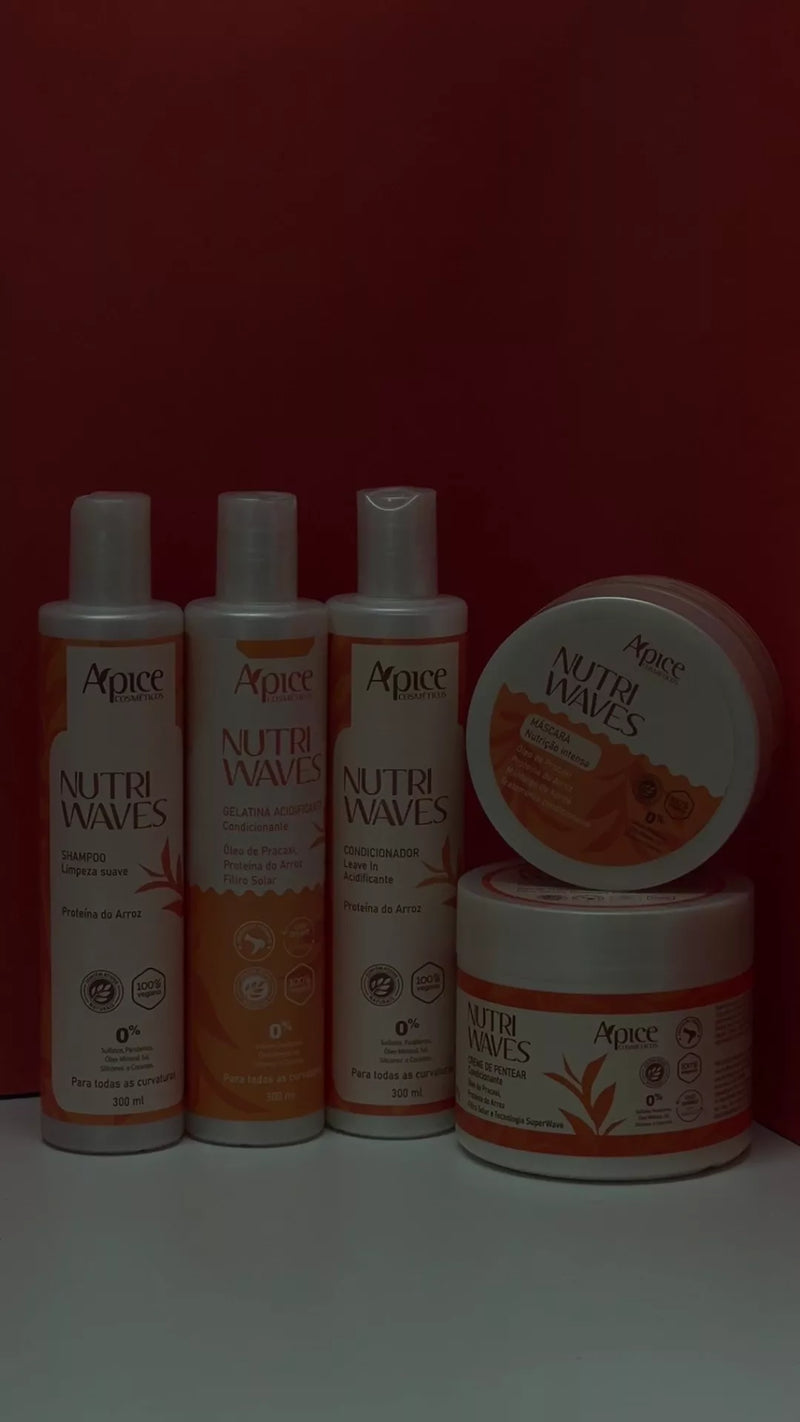 Kit Onduladas Nutri Waves - Shampoo, Condicionador, Gelatina, Máscara e Creme de Pentear (5 ITENS)