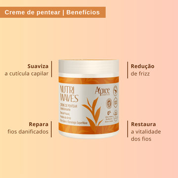 Creme de Pentear Nutri Waves 500g - No Poo / Low Poo - Ação Condicionante