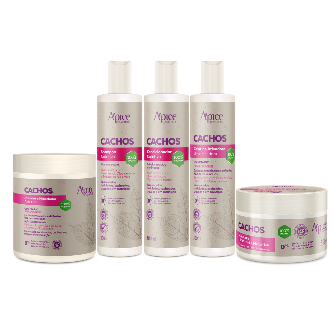 Kit Cachos - Shampoo, Condicionador, Gelatina, Máscara e Ativador (5 ITENS) - Image 1