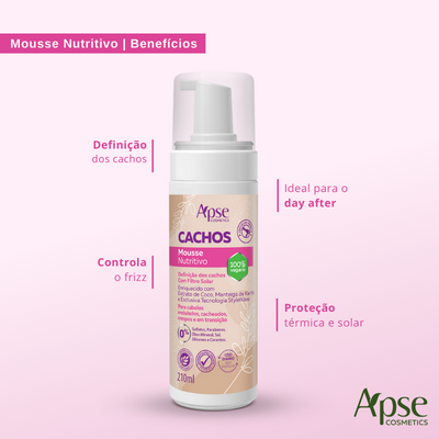 Mousse Nutritivo Cachos 210 ml - Low Poo - Ação Condicionante