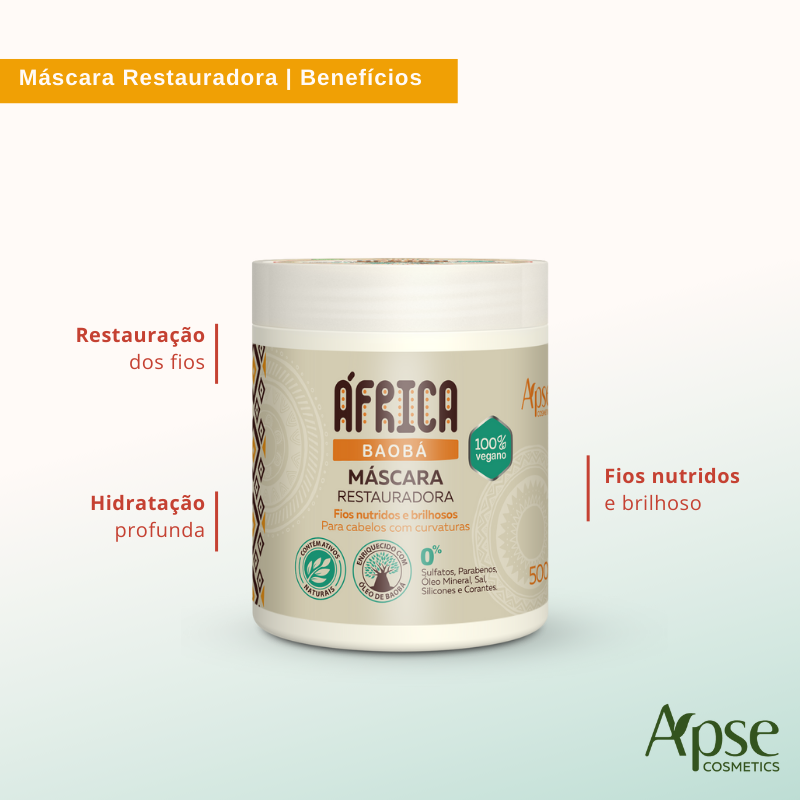 Máscara África Baobá Restauradora 500g - Tratamento Condicionante